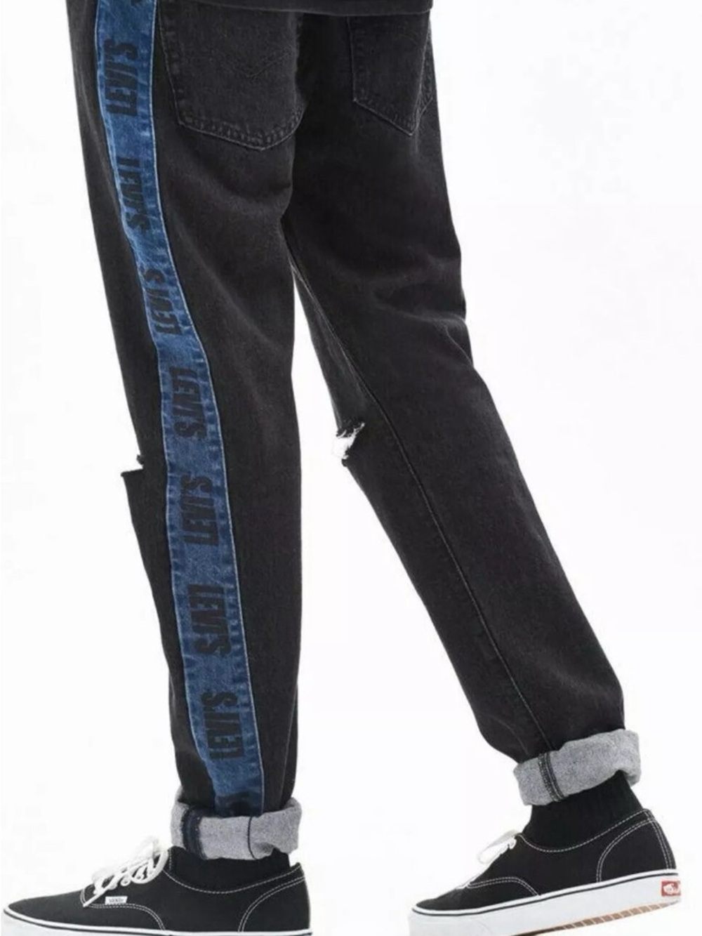 Levi's Men's Lo Ball Denim Designed  Jeans with Black and Blue Accents Size 36